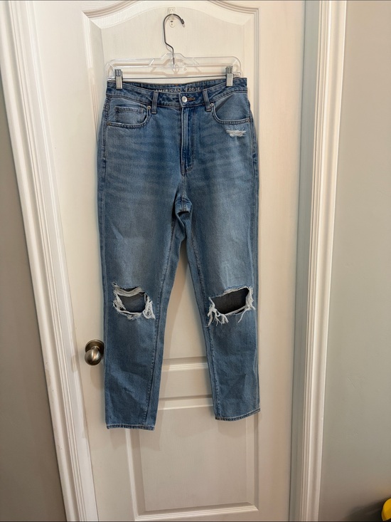 American Eagle Outfitters Pants - American Eagle Outfitters Light Blue Straight Leg Distressed Jeans